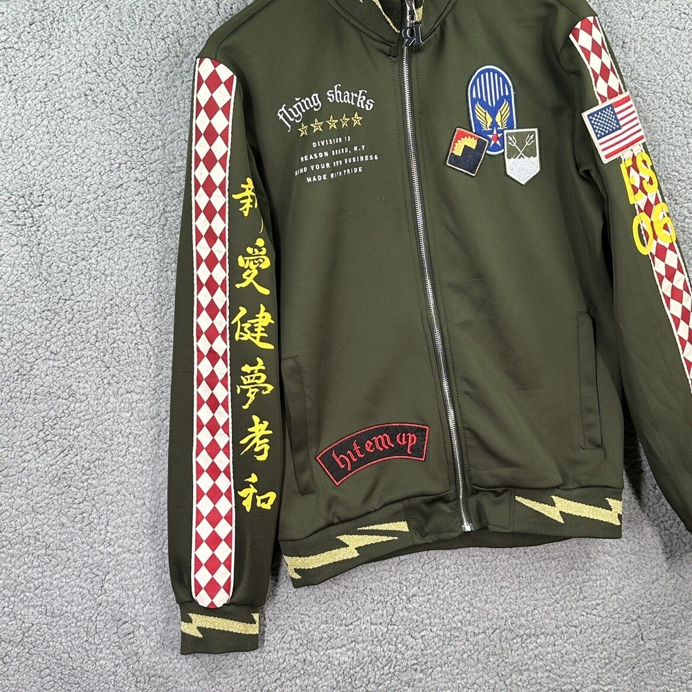 Reason Flying Sharks Allover Patchwork Olive Gree… - image 8